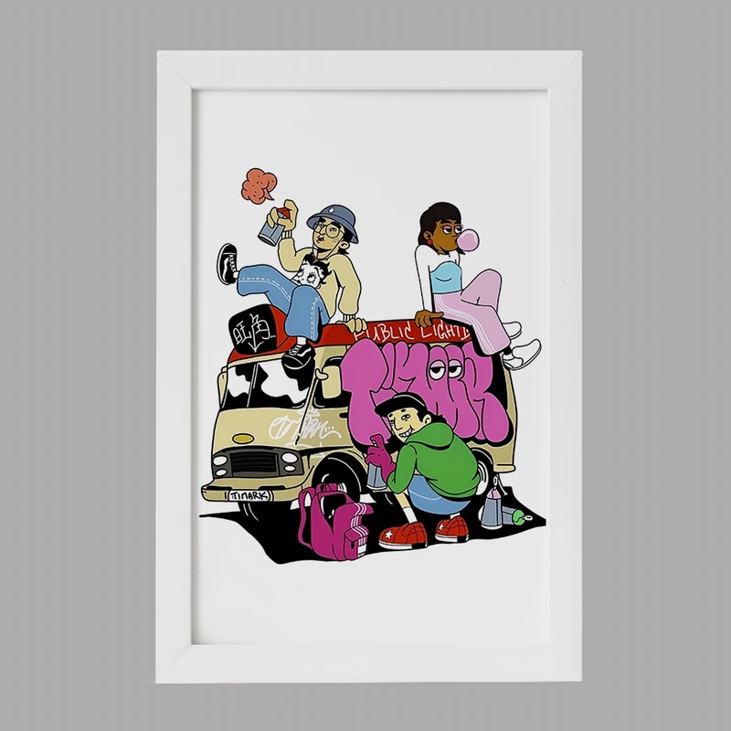 تابلو خندالو مدل بچه های خیابانی کد F4371