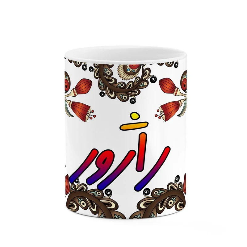 ماگ کاکتی مدل اسم راژور طرح سنتی گل و بته کد mgh45143