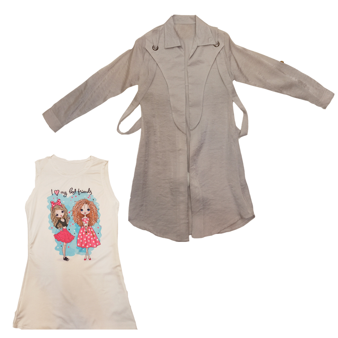 ست تاپ و مانتو دخترانه مدل 1509