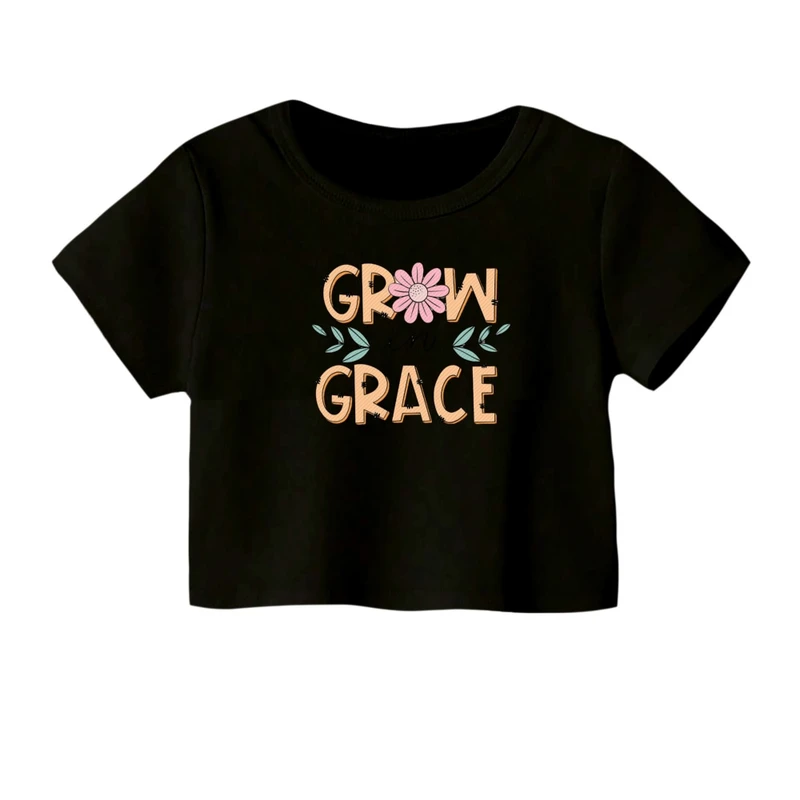 کراپ‌ تی‌شرت آستین کوتاه زنانه مدل نوشته کد 01