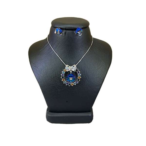 نیم ست نقره زنانه سواروسکی مدل پاپیون و مکعب جواهری خاص کد 36955