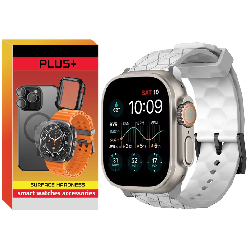 بند پلاس مدل Rhombus Silver PL مناسب برای ساعت هوشمند ویرفیت HK8 Pro max / HK9 Ultra 2 / T900 ultra