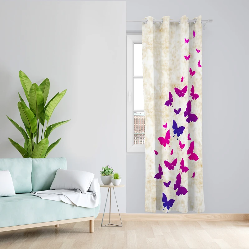پرده طرح پروانه مدل مخمل پانچی کد 4290 z سایز 140x200 سانتی متر