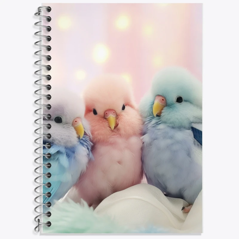 دفتر زبان 50 برگ خندالو مدل دو خط طرح مرغ عشق کد F2615