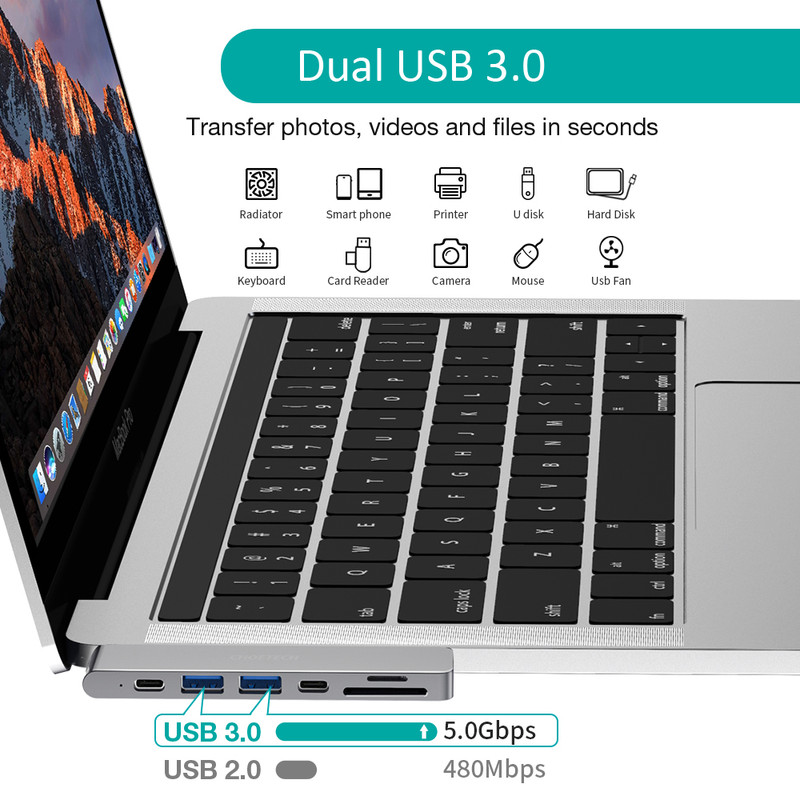 هاب 7پورت USB-C چویتک مدل Hub-M14 3