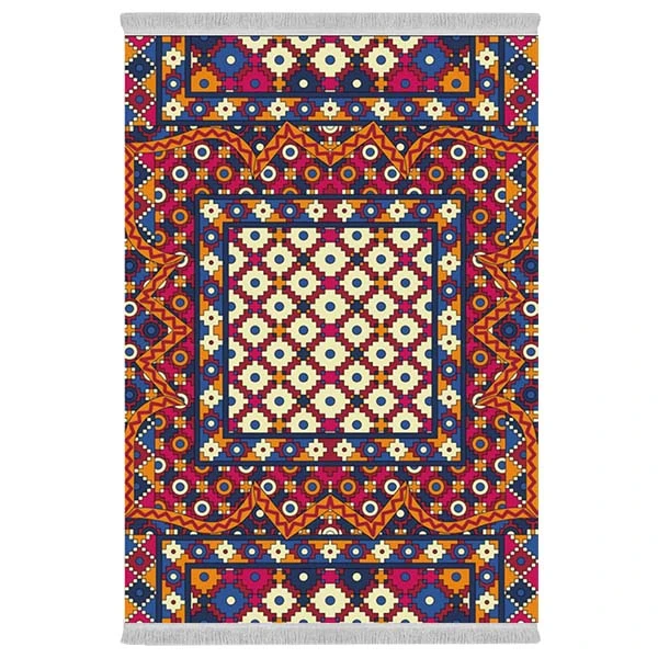 فرش پارچه‌ای دفه مدل فرشینه هازان مخمل طرح فانتزی کد 3405