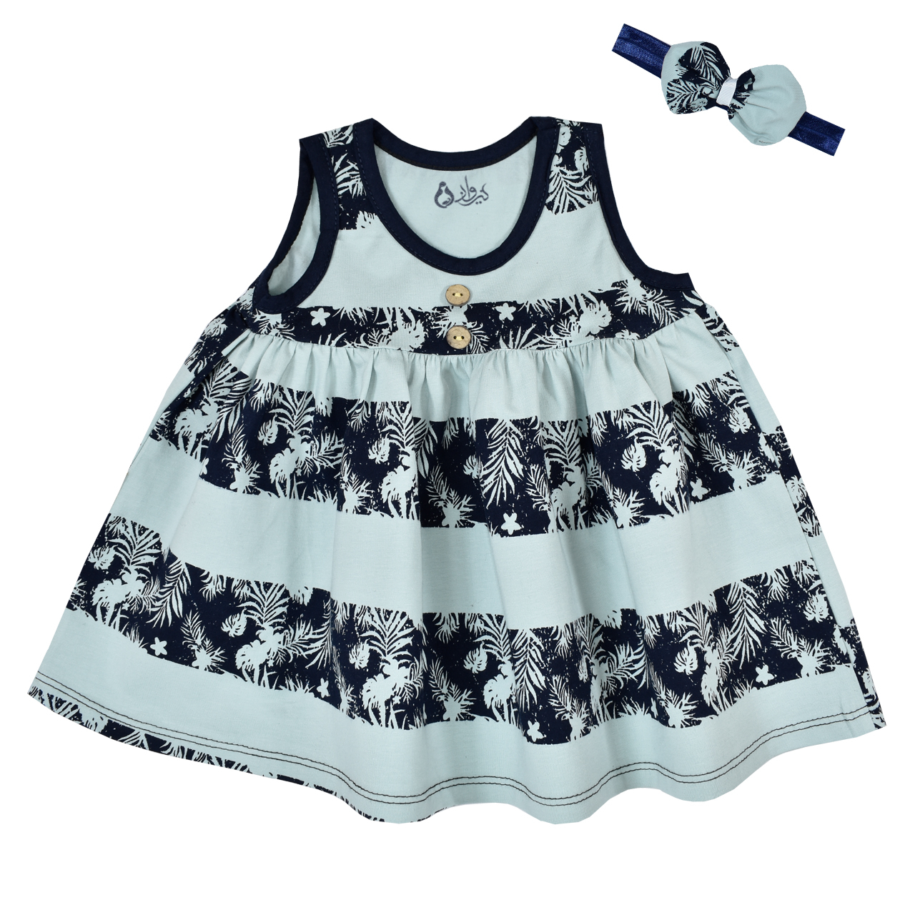 ست پیراهن و هدبند نوزادی نیروان مدل 1015 -2