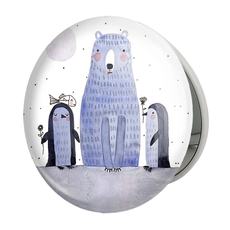 آینه جیبی خندالو طرح خرس و پنگوئن مدل تاشو کد 5229 