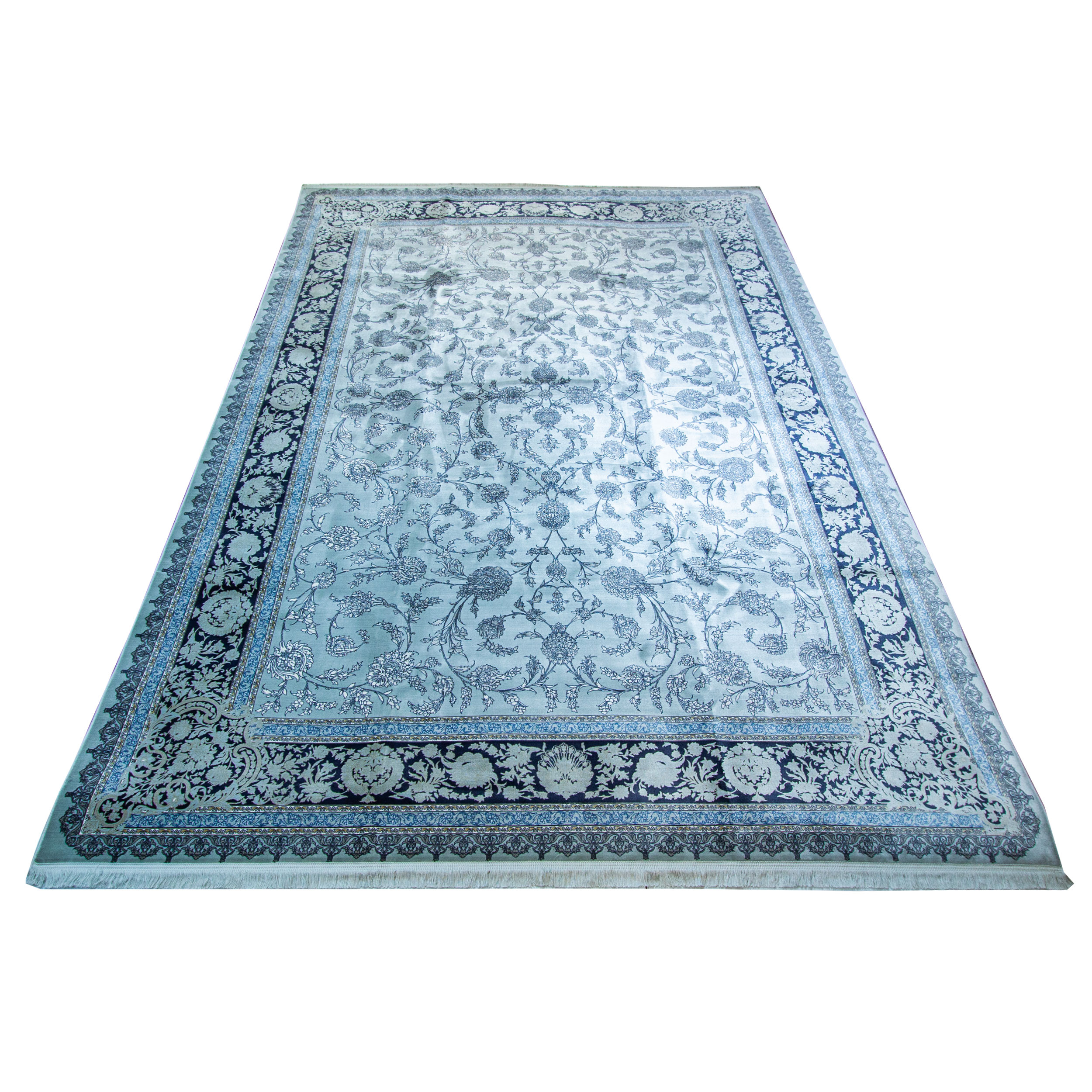 فرش ماشینی هرمان قالین کاشان کد SC290 زمینه طوسی