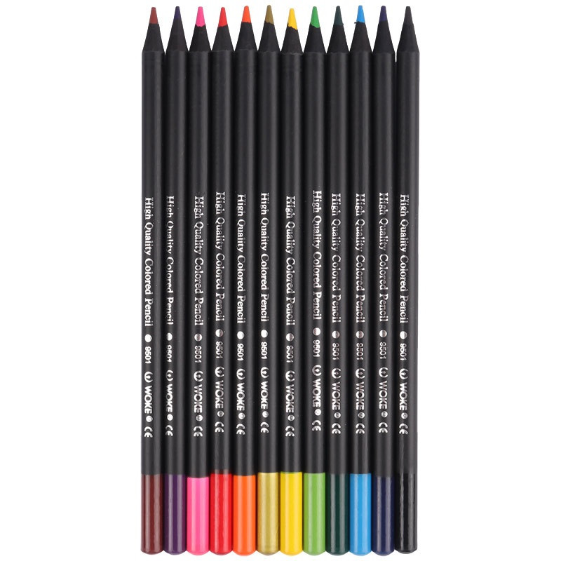 مداد رنگی 12 رنگ ووک مدل چمن به همراه مداد قرمز و مداد مشکی و پاک کن مجموعه 17 عددی