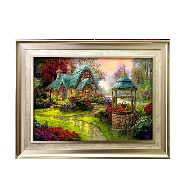 تابلو فرش ماشینی طرح منظره چاه آب مدل 205