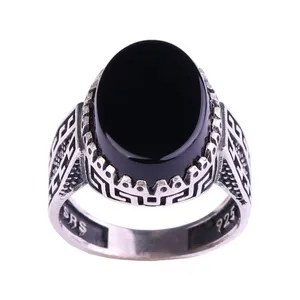انگشتر نقره مردانه مدل انگشتر اسپرت نقره عقیق مشکی