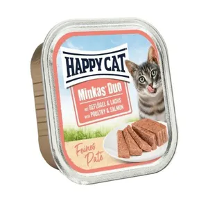 کنسرو غذای گربه بالغ هپی کت مدل ووم طعم ماهی سالمون وزن 100 گرم