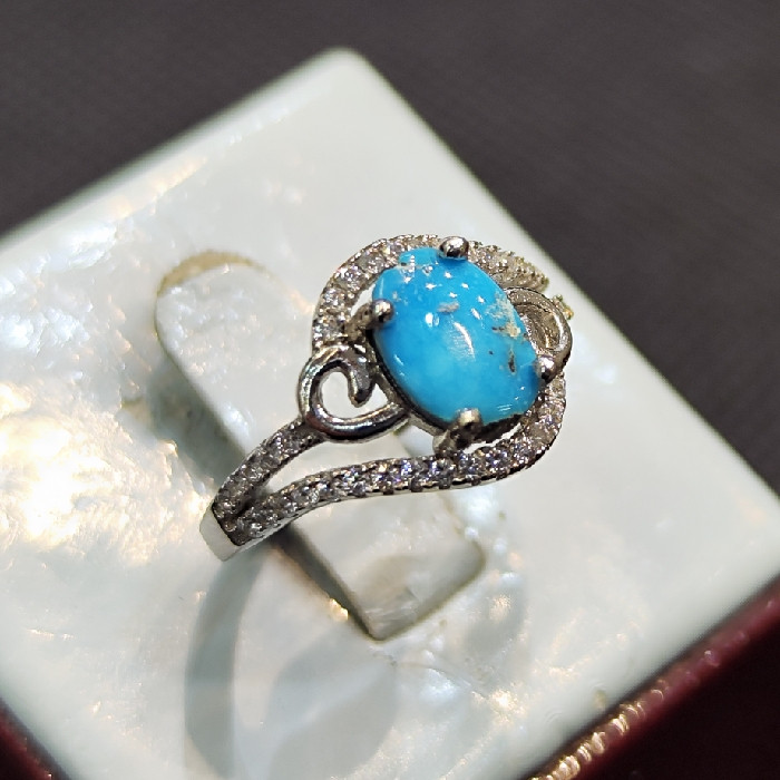 انگشتر نقره زنانه مدل سنگ فیروزه نیشابور کد 6627 انگشتر نقره زنانه مدل سنگ فیروزه نیشابور کد 6627