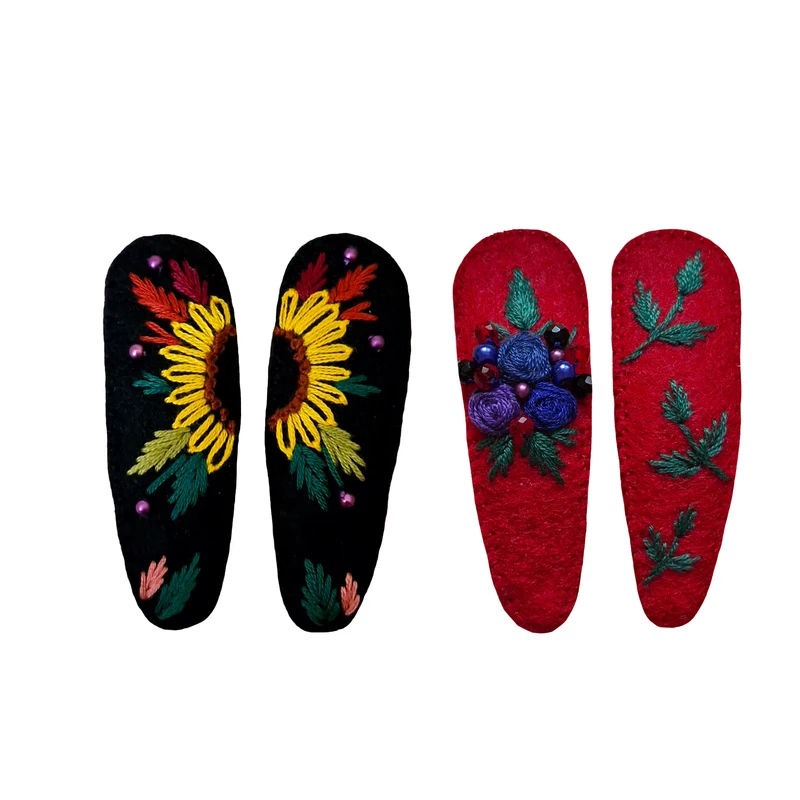 گیره مو زنانه مدل جواهردوزی و گلدوزی شده بسته چهار عددی