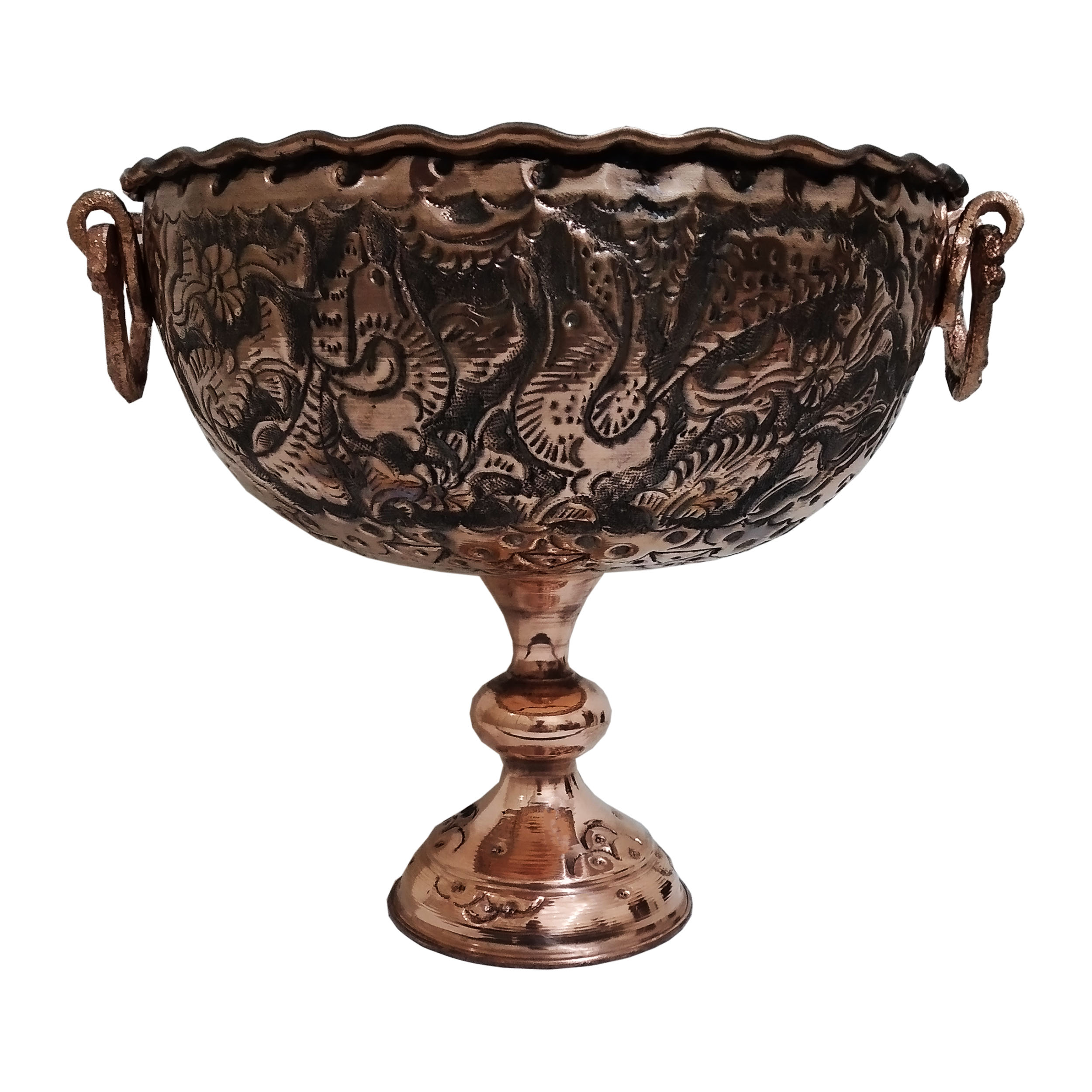 میوه خوری مسی مدل قلم زده کد CUM04