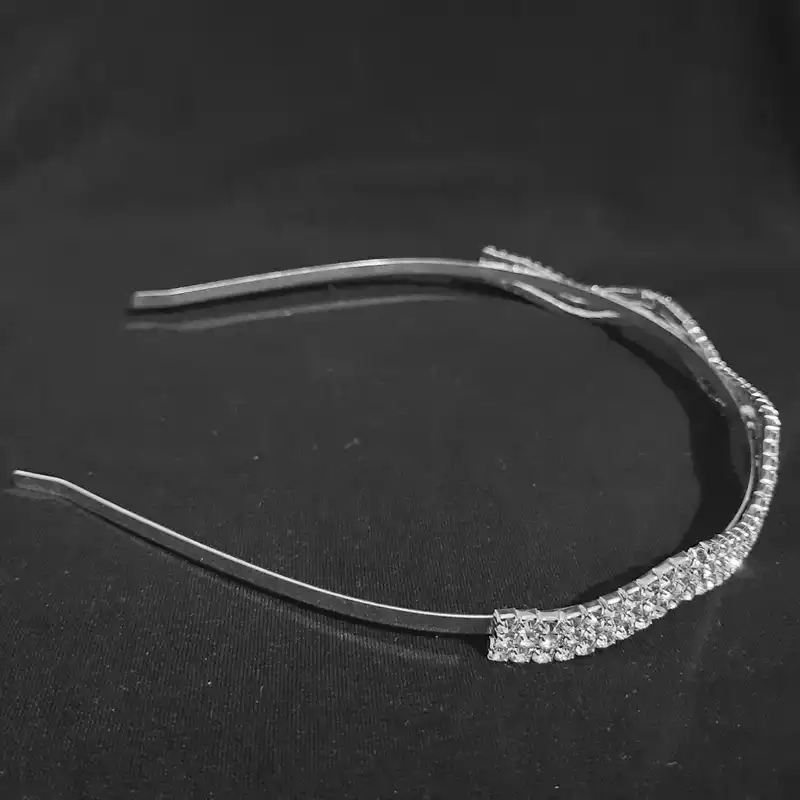 تل مو زنانه مدل فلزی 3 ردیف نگین موج