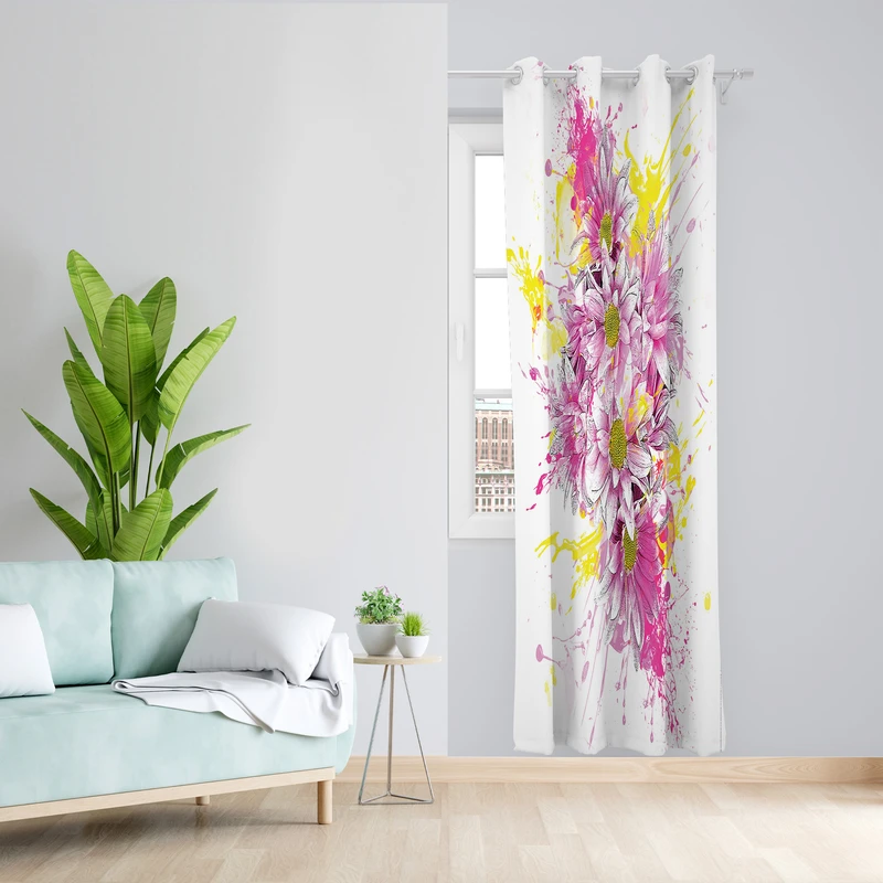 پرده طرح گل مدل مخمل پانچی کد 2368 z سایز 140x200 سانتی متر