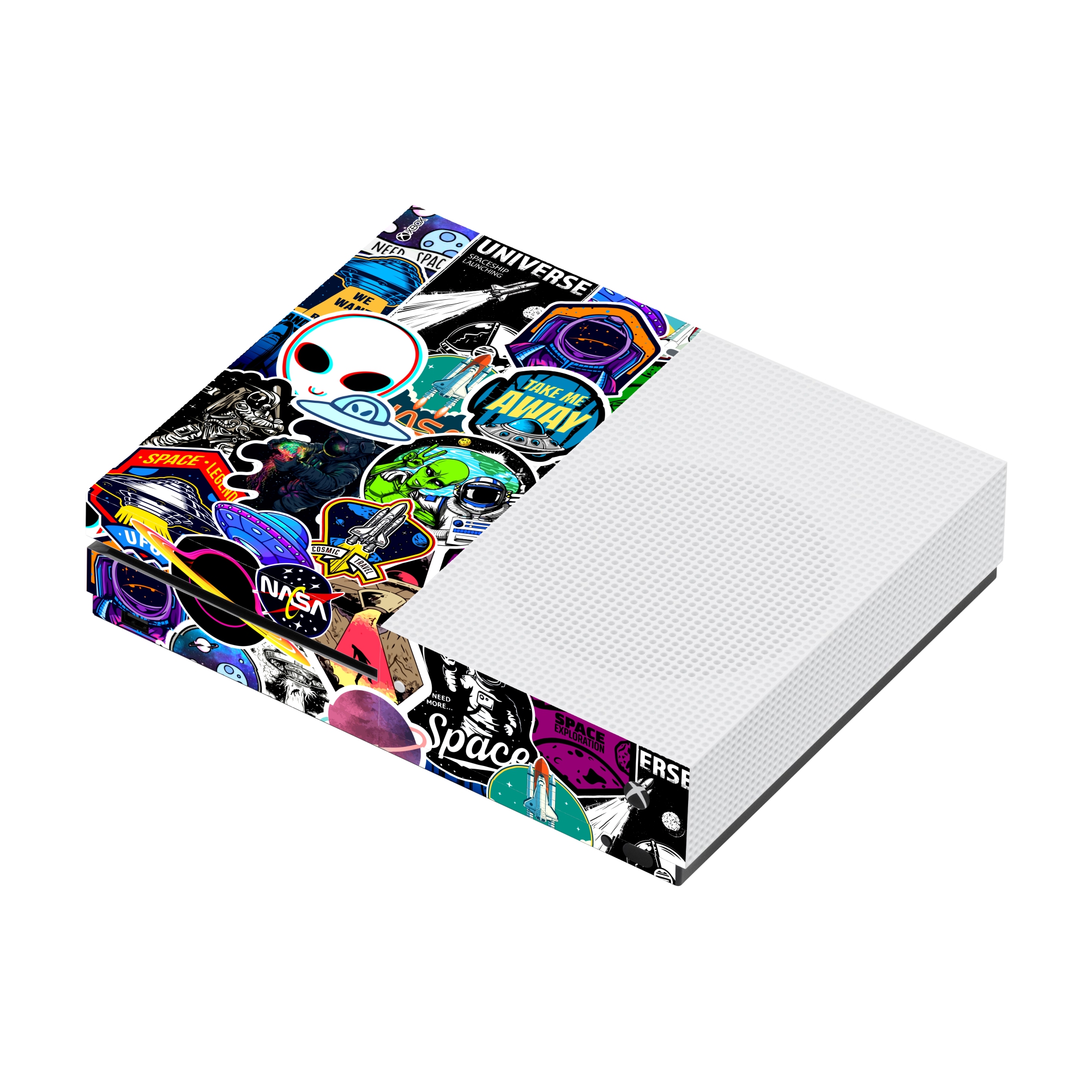 برچسب کنسول بازی Xbox One S اس ای گییرز طرح Space Sticker Bomb