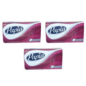 دستمال کاغذی 250 برگ پاپیا کد 002 بسته 3 عددی