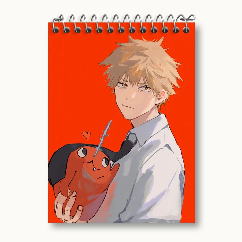 دفتر یادداشت 50 برگ خندالو مدل دنجی و پوچیتا انیمه مرد اره ای Chainsaw Man کد 17885