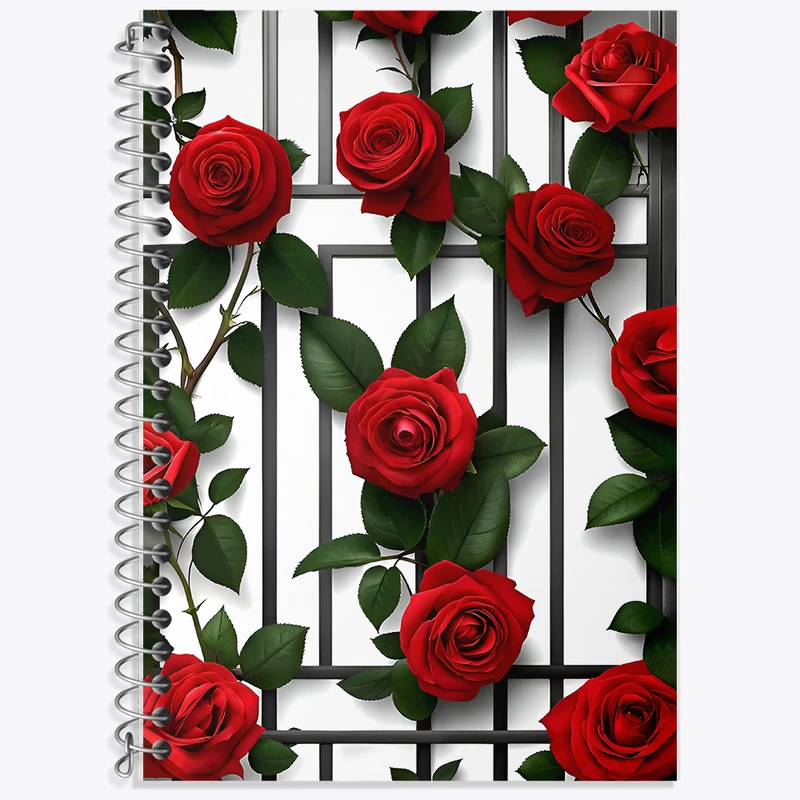 دفتر زبان 50 برگ خندالو مدل دو خط طرح گل گلی کد F7088