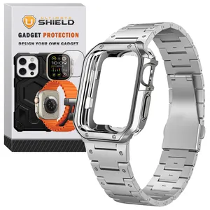 Ultimate Shield band model Santos Lux suitable for Apple watch Series Se/1/2/3/4/5/6/7/8/9 size 42/44/45mm with cover
