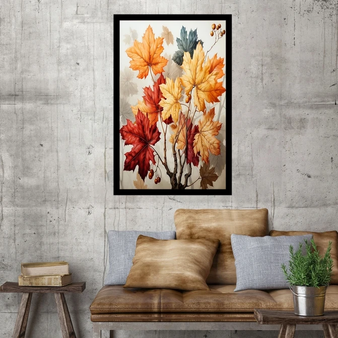 تابلو نوری بکلیت طرح نقاشی برگ پاییزی مدل B-MID-18370