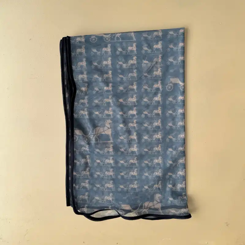 شال زنانه مدل توری تابستانی طرح کالسکه و اسب ریز