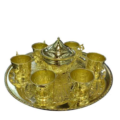 سرویس چای خوری 9 پارچه برنجی کد 4009