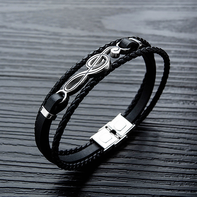 دستبند مردانه گالری گوهرسنگ مدل نت موسیقی کد GS2025PLUS