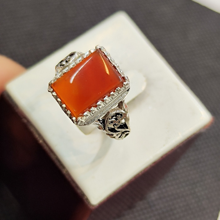 انگشتر نقره مردانه مدل سنگ عقیق کد 52