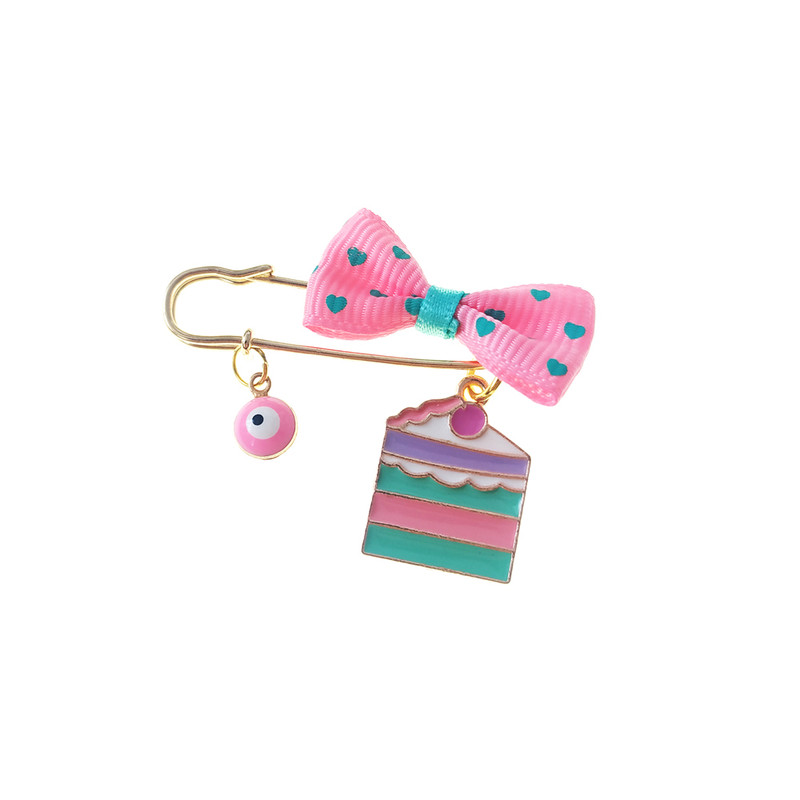 سنجاق سینه دخترانه مدل کیک و پاپیون و چشم نظر