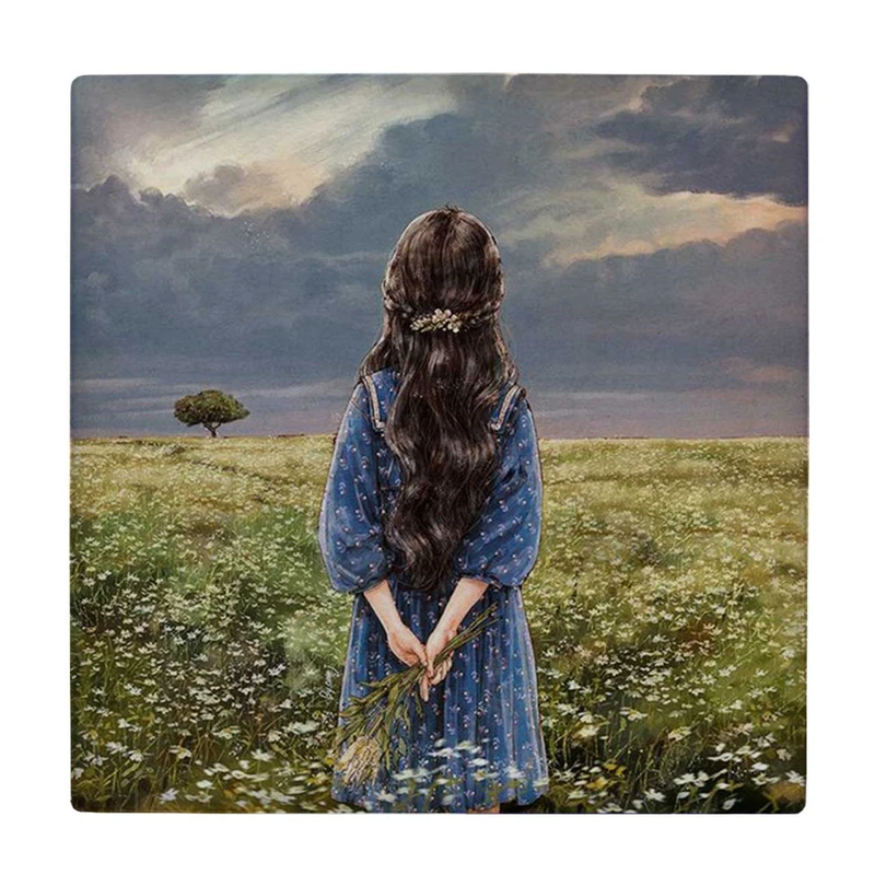 زیر لیوانی طرح دختر و دشت گل ها کد    3865031_2019