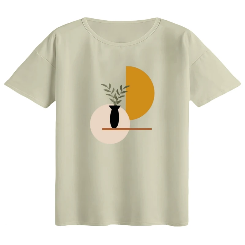 تی‌شرت اورسایز آستین کوتاه زنانه مدل باکسی طرح مینیمال کد4