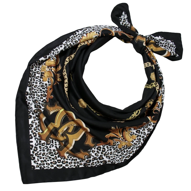 روسری زنانه آنالیا مدل ابریشم توییل لاکچری طرح پلنگی کد ana-6048