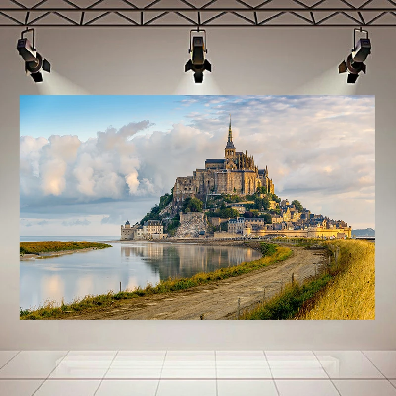 پوستر پارچه ای طرح معماری تاریخی مدل مونت سنت میشل فرانسه کد AR31225