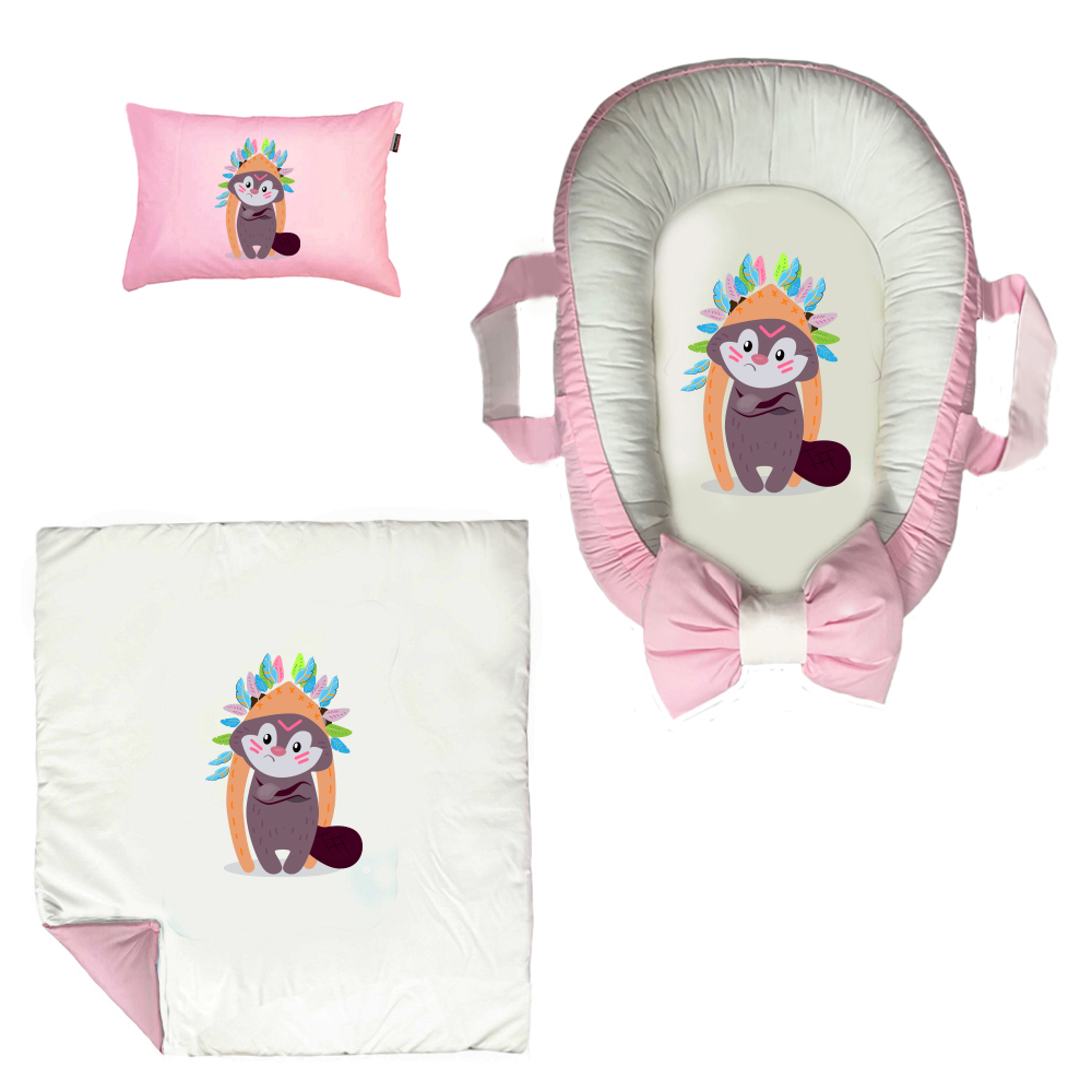 سرویس خواب سه تکه نوزاد مدل گارد محافظ دار طرح سنجاب متفکر کد 06