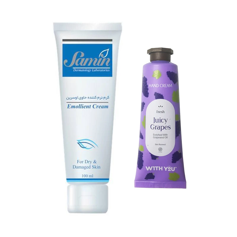 کرم نرم کننده ثمین مدل اوسرین حجم 100 میلی لیتر به همراه کرم مرطوب کننده ویت یو مدل Juicy Grapes حجم 50 میلی لیتر