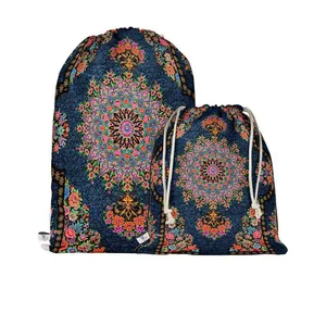 نظم دهنده سفری مدوپد طرح قالی قم ترنجی گلفرنگ مدل C-Ghom169 بسته 2 عددی