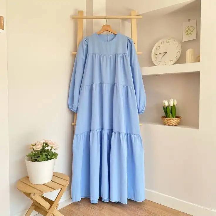 پیراهن زنانه مدل عبایی رنگ آبی