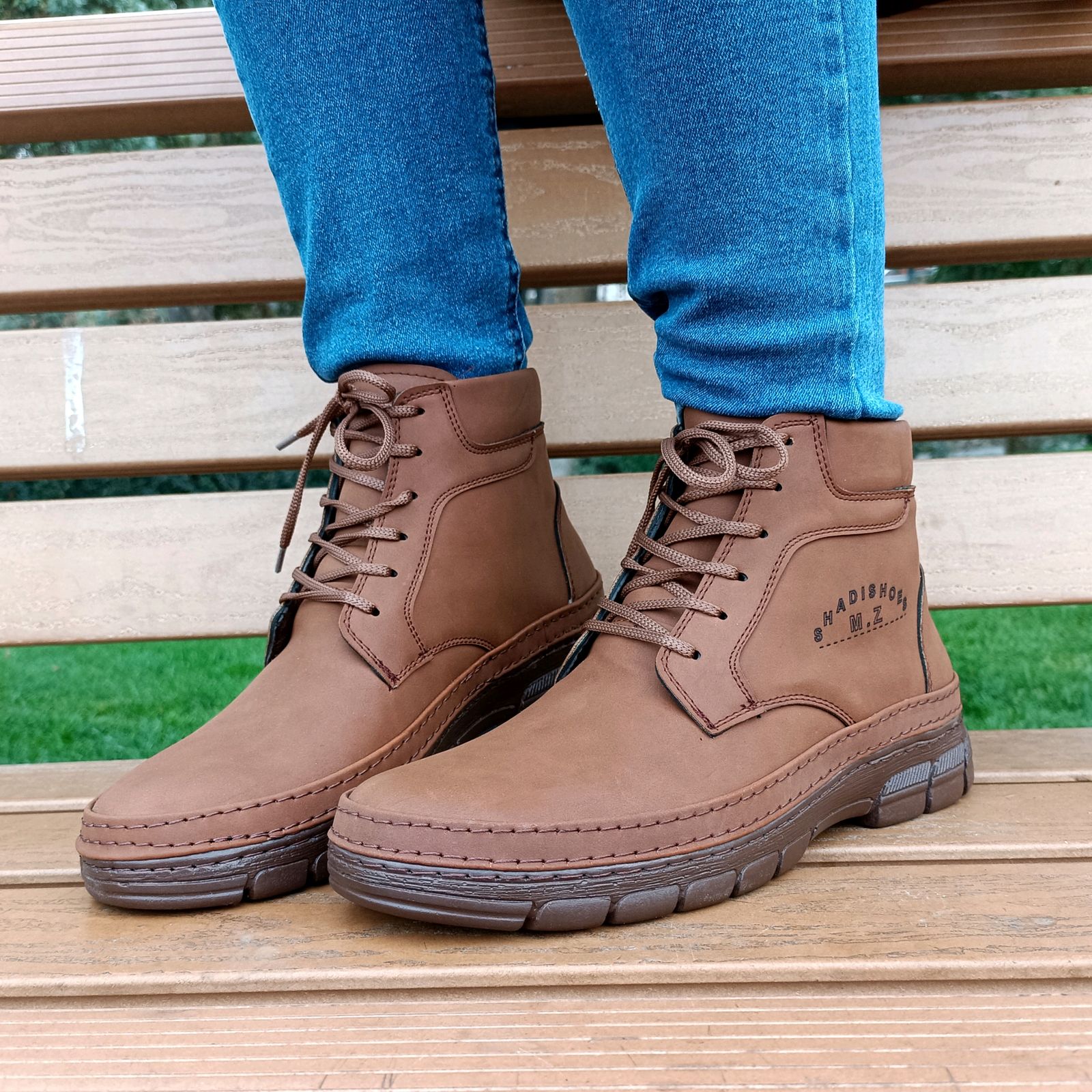 نیم بوت مردانه مدل گاندی طبی کد T.a.j رنگ عسلی -  - 5