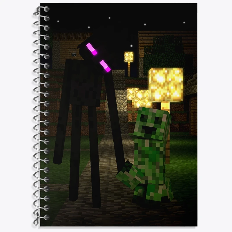 دفتر زبان 50 برگ خندالو مدل دو خط طرح بازی ماینکرافت (Minecraft) کد 36970