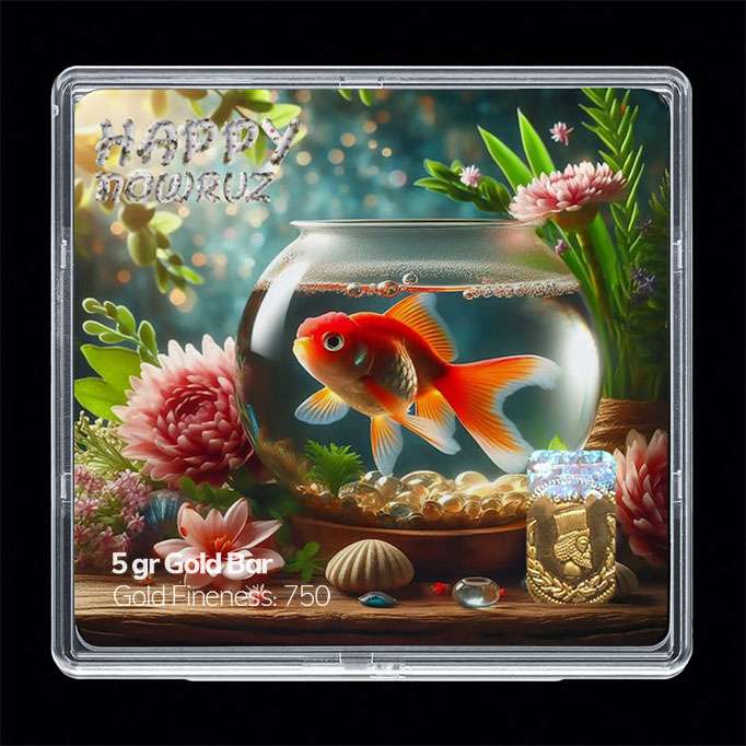 شمش طلا 18 عیار مدوپد مدل نوروز و سال نو کد SG11537