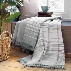پتوی ازدیلک مدل Striped Pudra سایز 180×220 سانتی متر