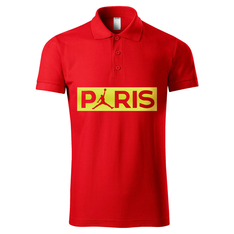 پولوشرت آستین کوتاه مردانه مدل 001402 طرح پاریس رنگ قرمز