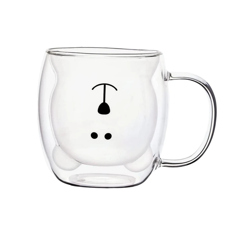 لیوان مدل دوجداره طرح خرسی دسته دار کد 250