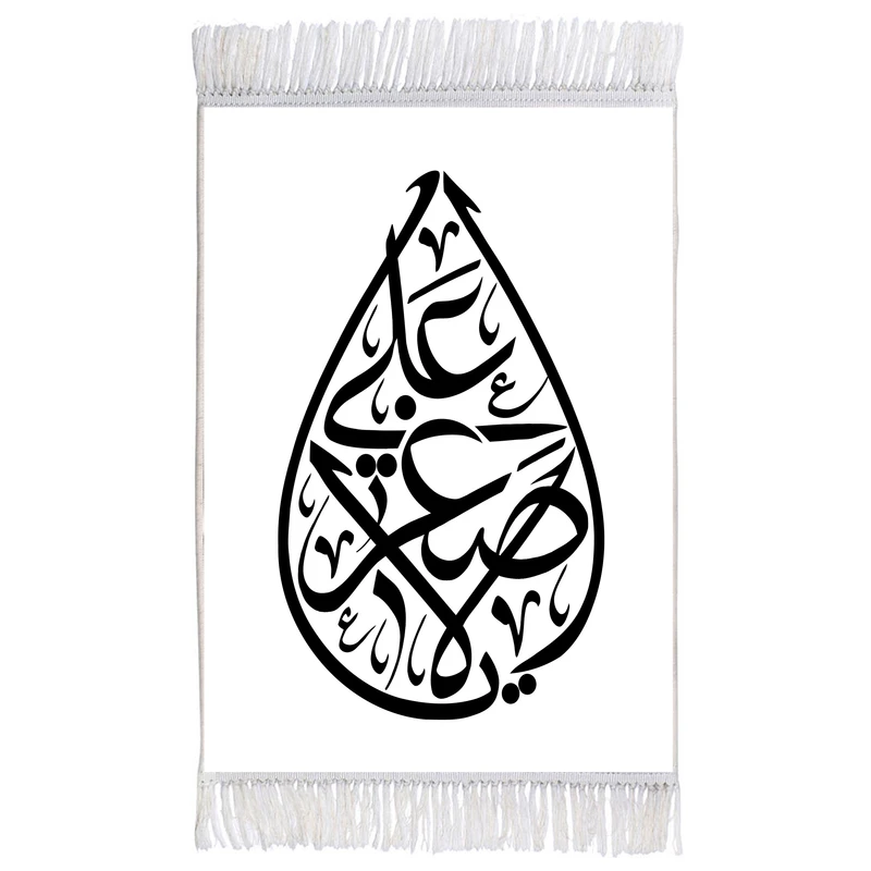 فرش ماشینی دیوارکوب اطلس آبی طرح یا علی اصغر مدل T2564
