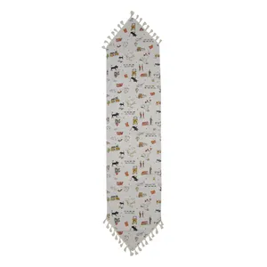 رانر هوم اند لایف مدل تیچکو طرح گربه و قطار کد M-430005