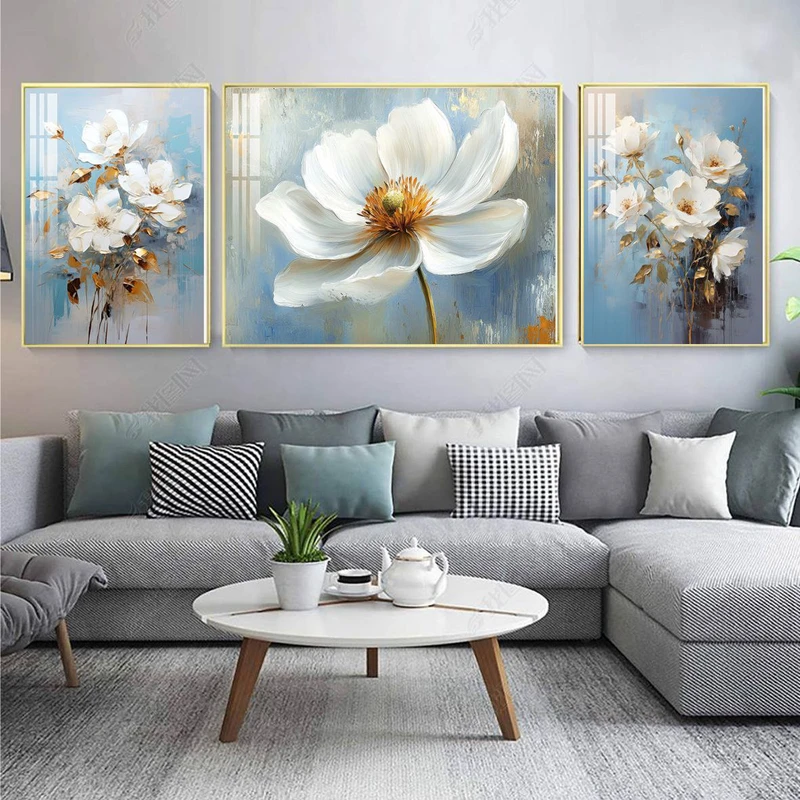 تابلو آتریسا طرح گل مدرن مدل AT00751 مجموعه 3 عددی 